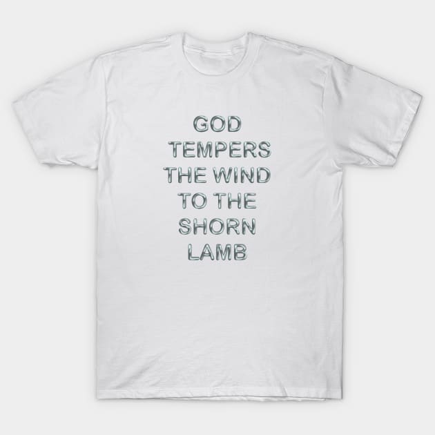 God tempers the wind to the shorn lamb T-Shirt by desingmari